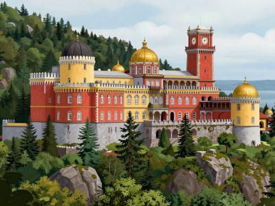 AI-generated illustration of Alto Do Cha (Palácio Da Pena)