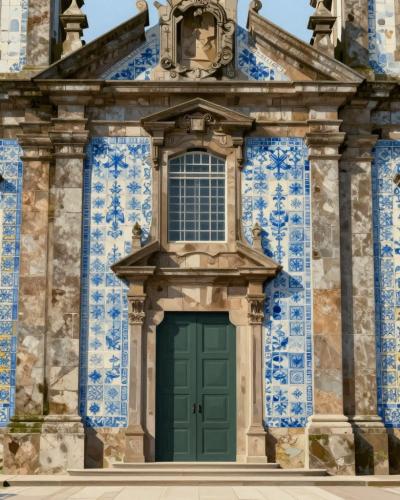 AI-generated illustration of Church With Gorgeous Floor-to-ce Azulejos (Santarém)