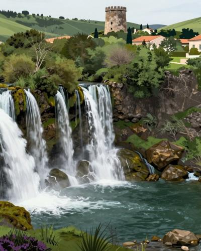 AI-generated illustration of Pego De Inferno (Lagoon/Waterfall)