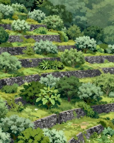 AI-generated illustration of Terraced Vineyards And Schist Walls