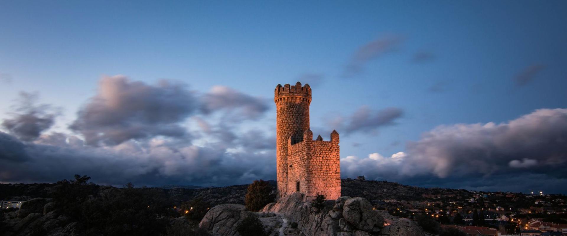 Free Captivating view of Torre de los Balcones in Madrid, Spain, with dramatic evening sky. Stock Photo