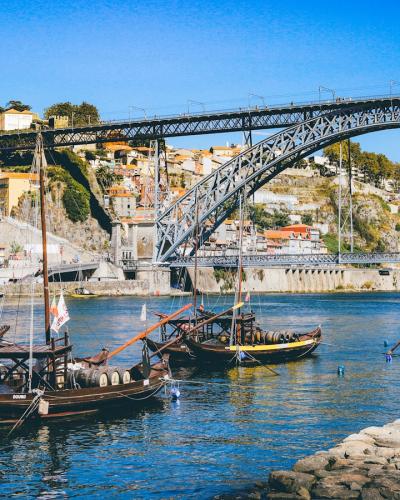 Rabelo boats on the Douro River near Dom Luis I Bridge, Porto