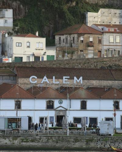 Calem port wine cellars on the Vila Nova de Gaia riverfront in Porto