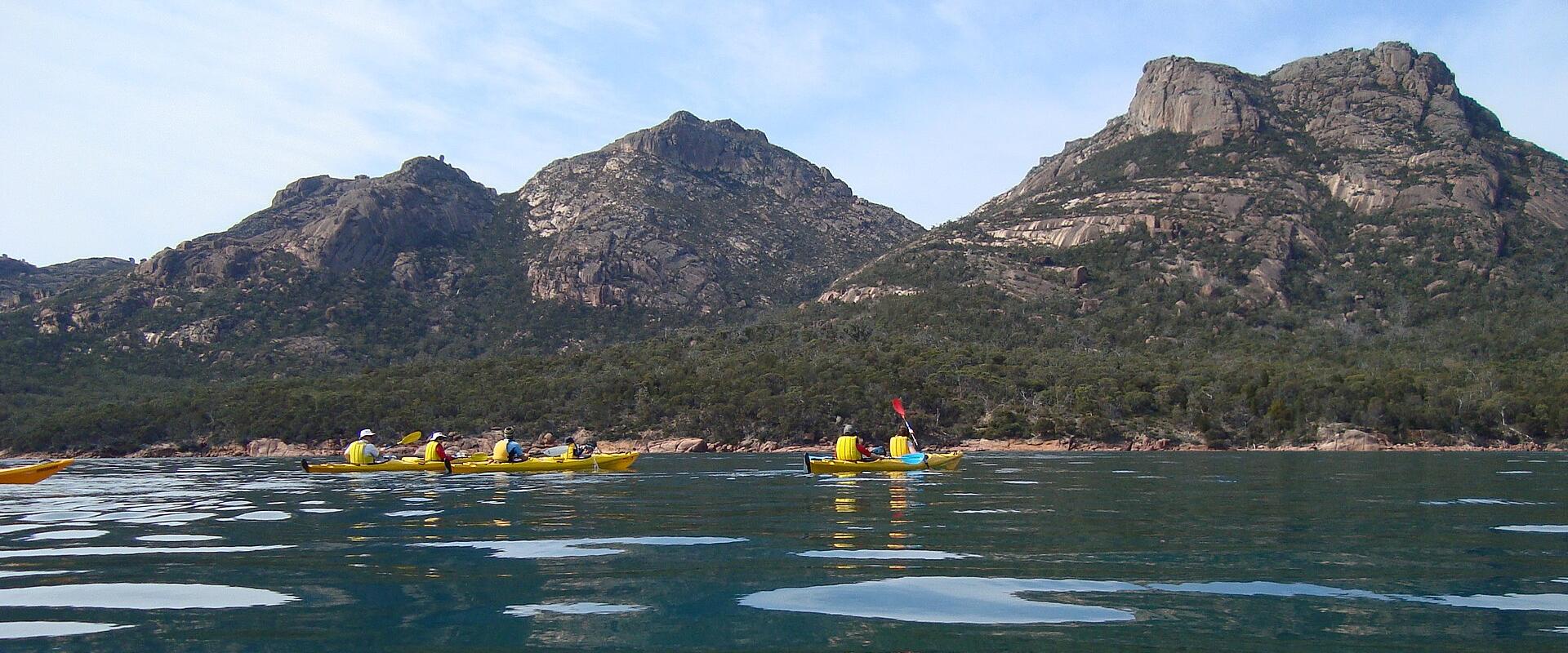 Sea kayaking from Coles Bay