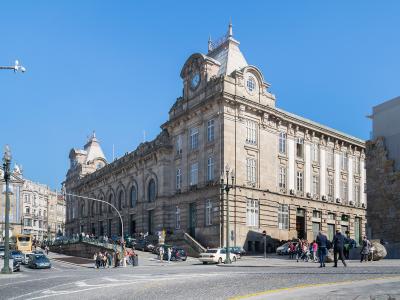 Exterior of Sao Bento Railway Station in Porto, Portugal