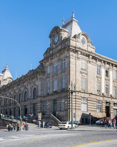 Exterior of Sao Bento Railway Station in Porto, Portugal