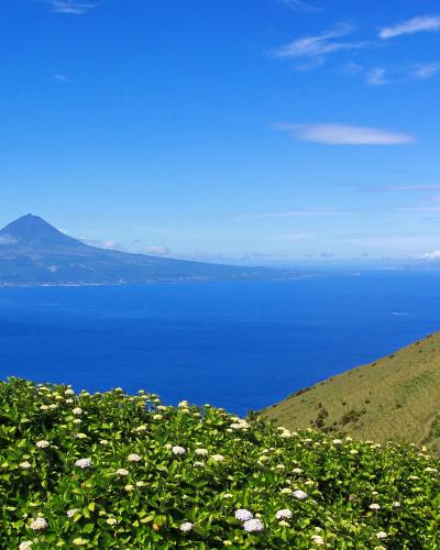 View from Sao Jorge Island across the Atlantic to Pico volcano in the Azores