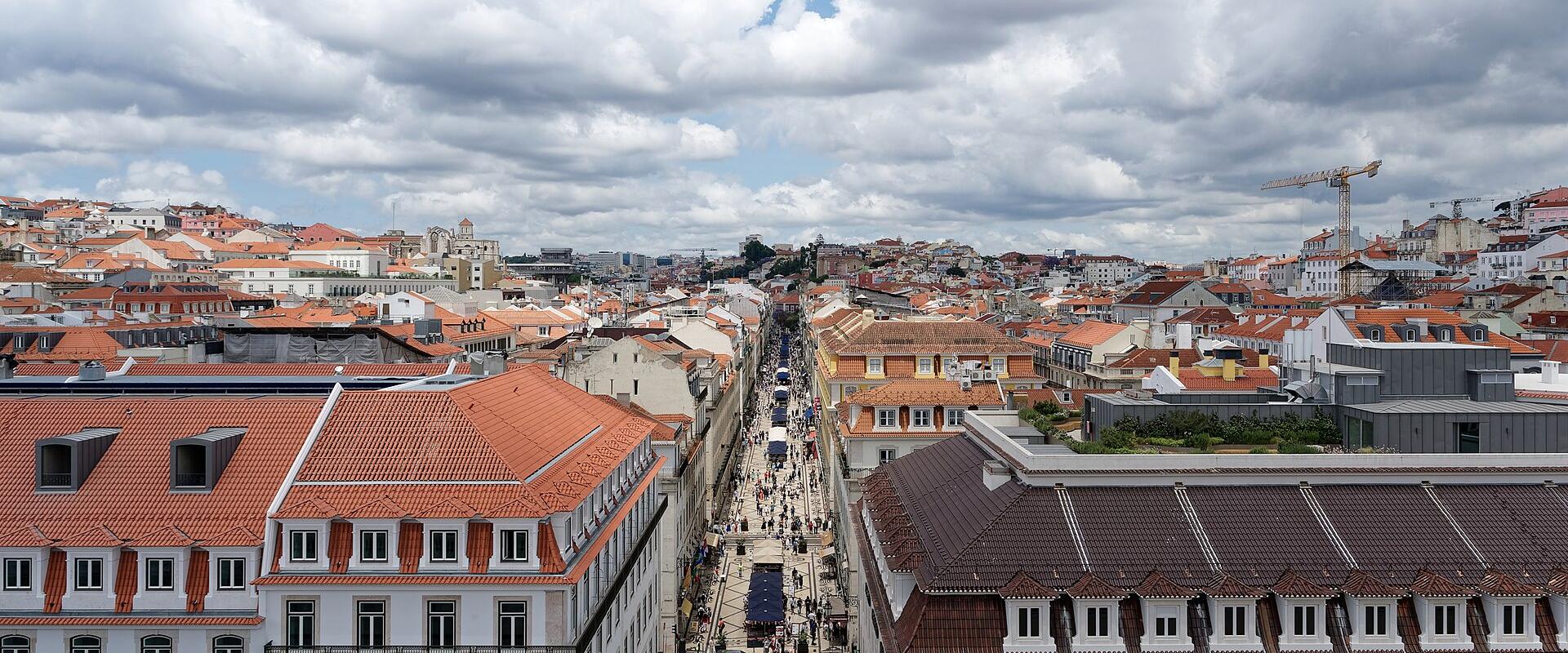 Pedestrian Rua Augusta in Lisbon's Baixa from above