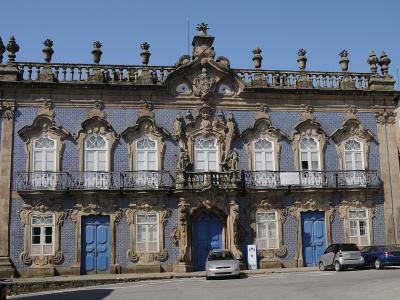 Blue azulejo façade of the Palácio do Raio, Braga