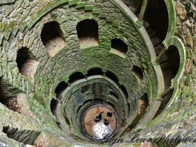 Looking down the spiral Initiation Well at Quinta da Regaleira, Sintra