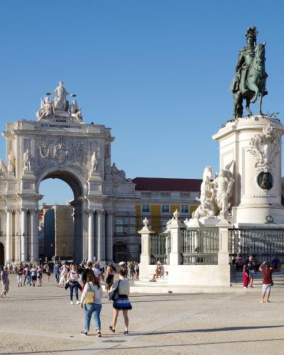 Praça do Comércio in Lisbon with the Arco da Rua Augusta and the equestrian statue of King José I