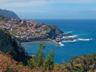 View over Seixal village and its coastline on Madeira's north coast, Portugal