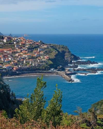 View over Seixal village and its coastline on Madeira's north coast, Portugal