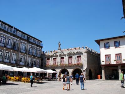 Praca da Oliveira square in the historic center of Guimaraes, Portugal