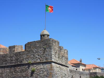 Fort of Sao Joao Baptista da Foz with Portuguese flag, Foz do Douro, Porto
