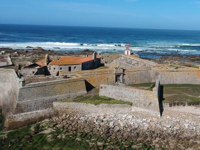 The Forte da Ínsua on its rocky islet off the coast at Moledo