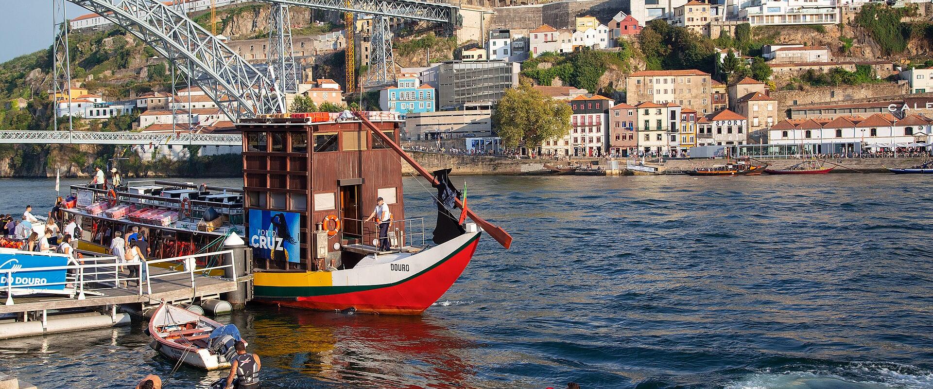 Rabelo boats on the Douro at the Ribeira, Porto