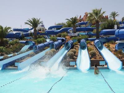 Water slides at the Slide & Splash water park in Lagoa, Algarve
