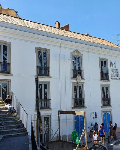 NewsMuseum facade with signage in the historic centre of Sintra, Portugal