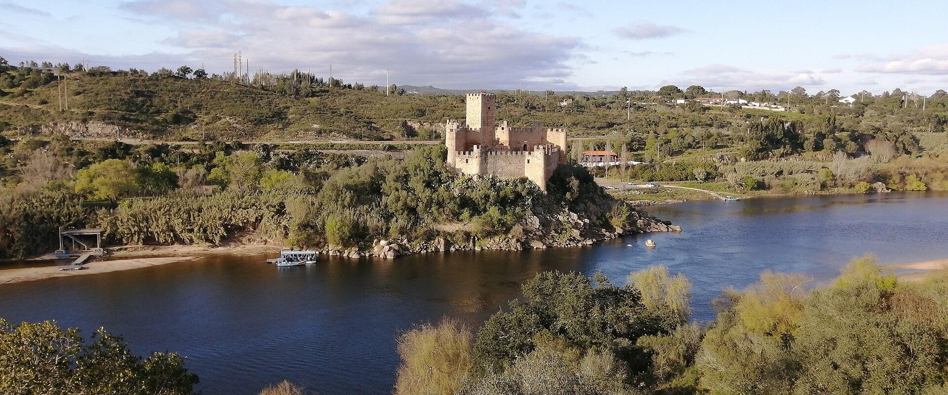 Almourol Castle on its wooded island in the Tagus River, Ribatejo