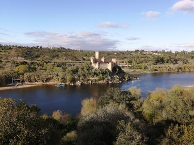 Almourol Castle on its wooded island in the Tagus River, Ribatejo