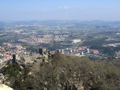 View over Sintra town from the walls of the Moorish Castle, Portugal